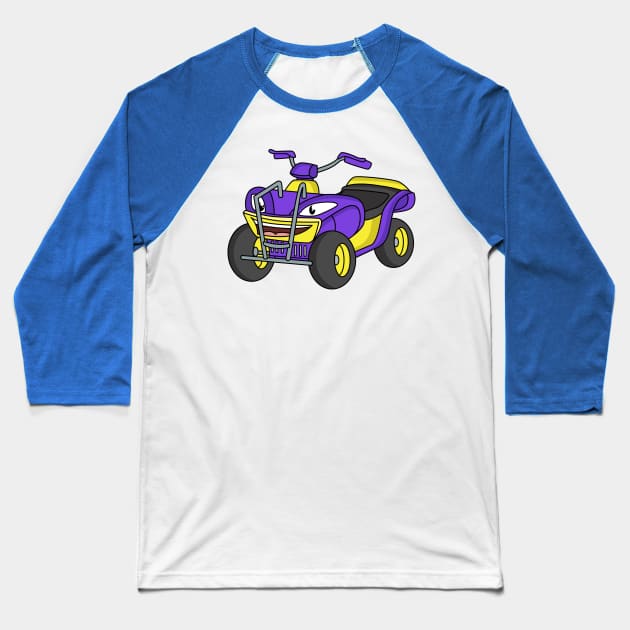 Purple Quad bike cartoon illustration Baseball T-Shirt by Cartoons of fun